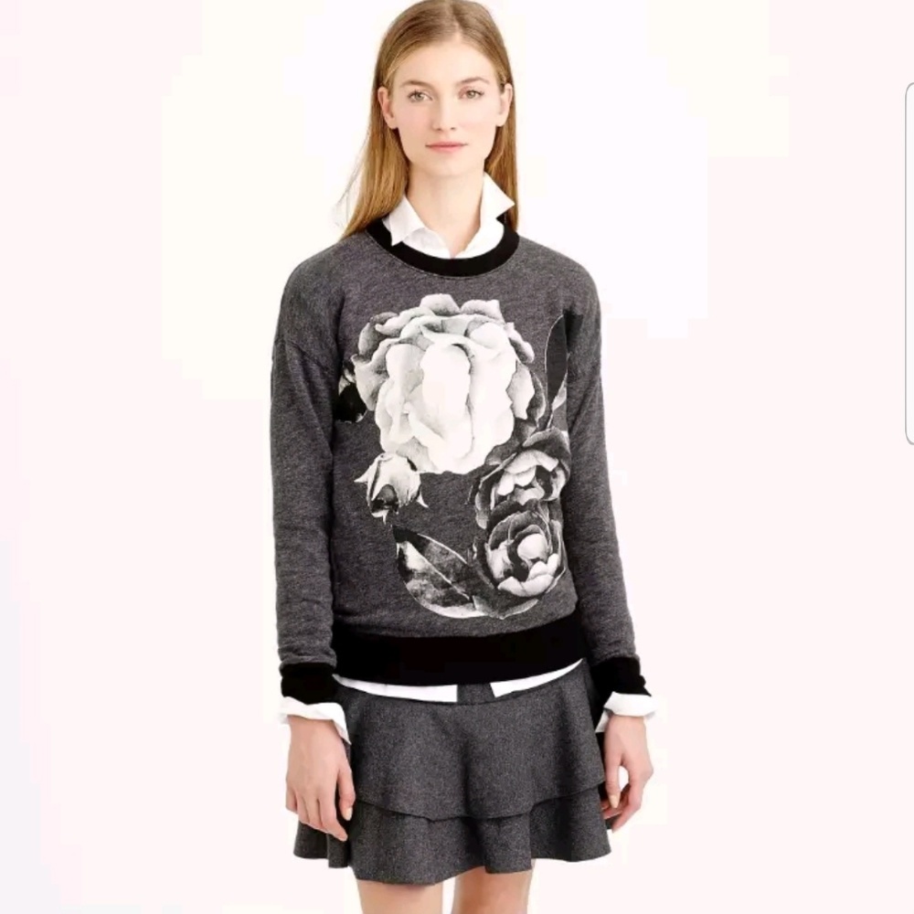 J Crew Exploded Floral Sweatshirt Oversized Small